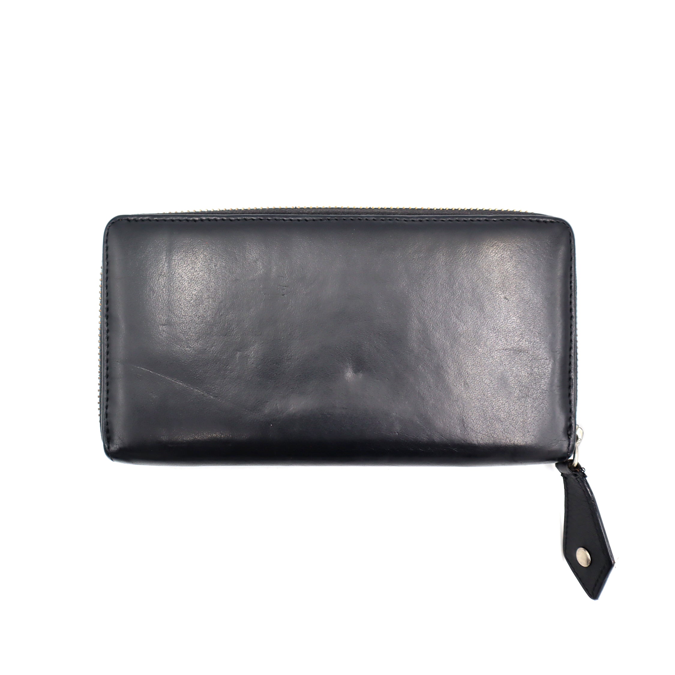 Vivienne Leather Round Zipper Long Wallet Black
