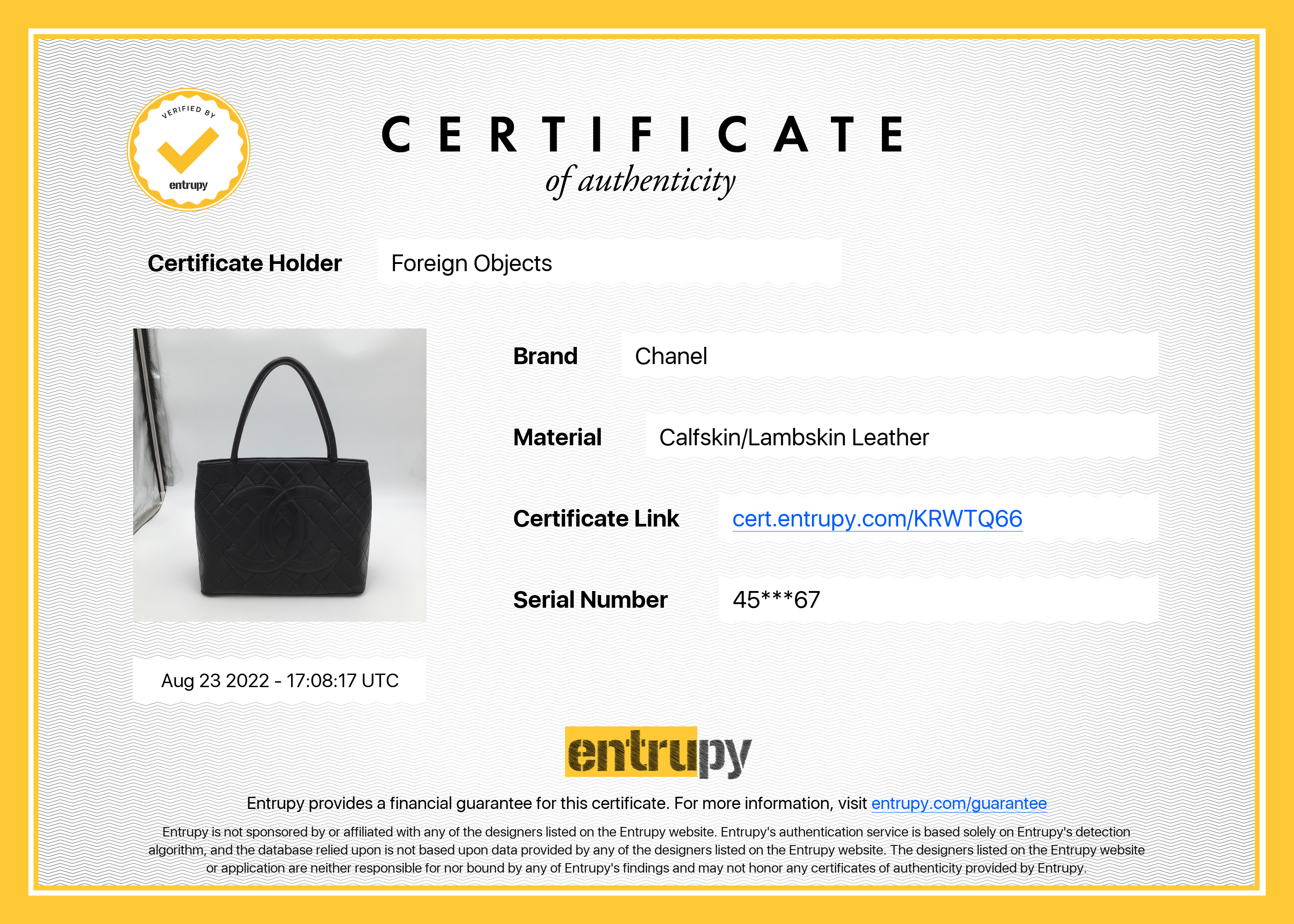 Authentication Certificate